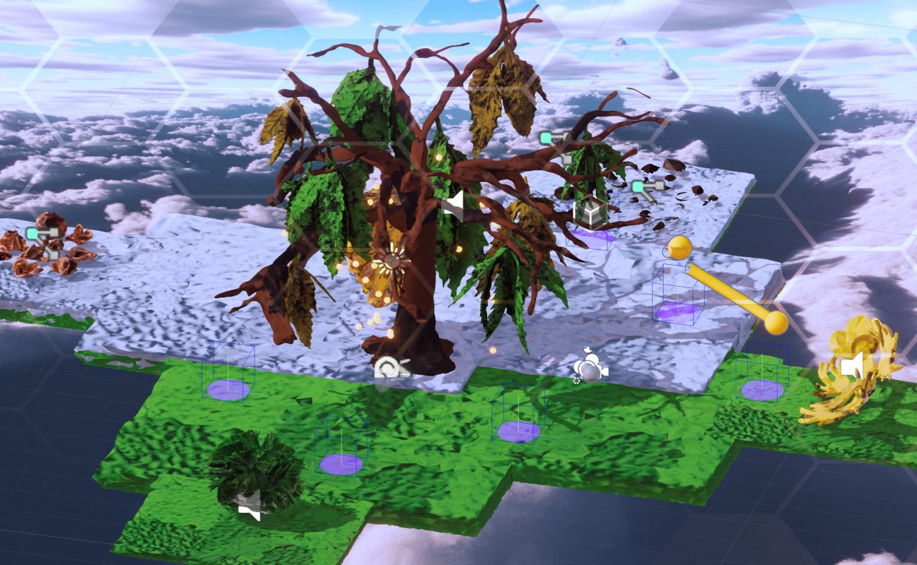 Panorama mid-revival — some plants have returned, the honey tree is starting to recover