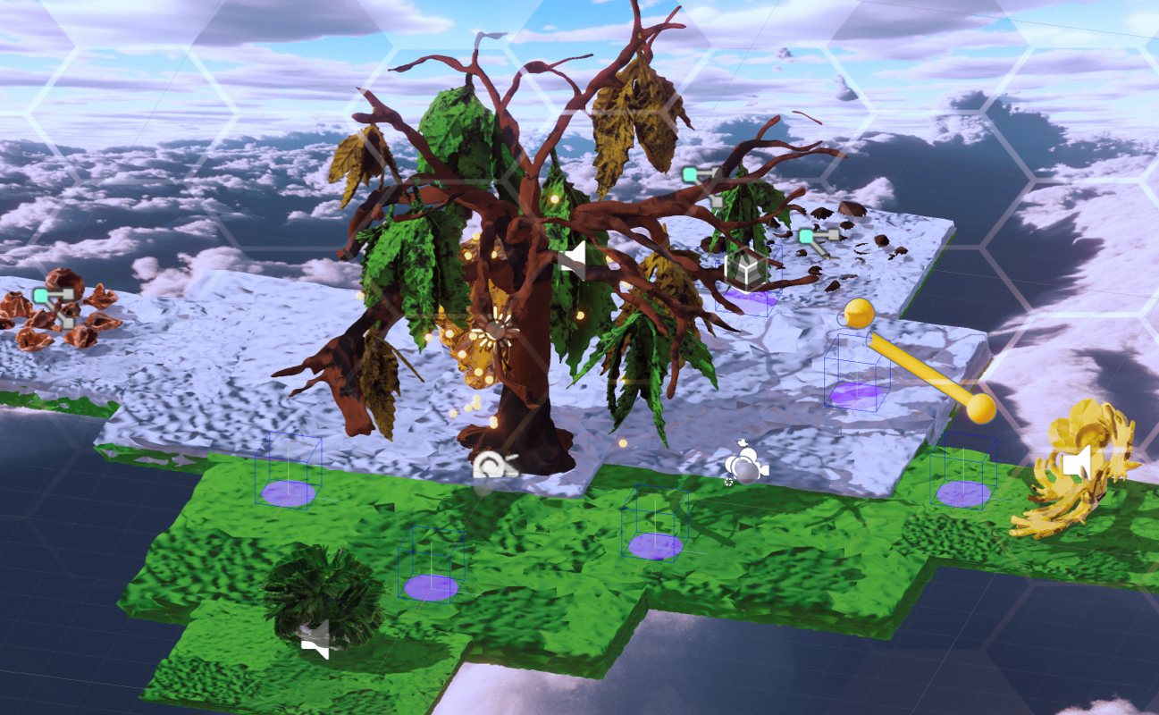 Panorama mid-revival — some plants have returned, the honey tree is starting to recover