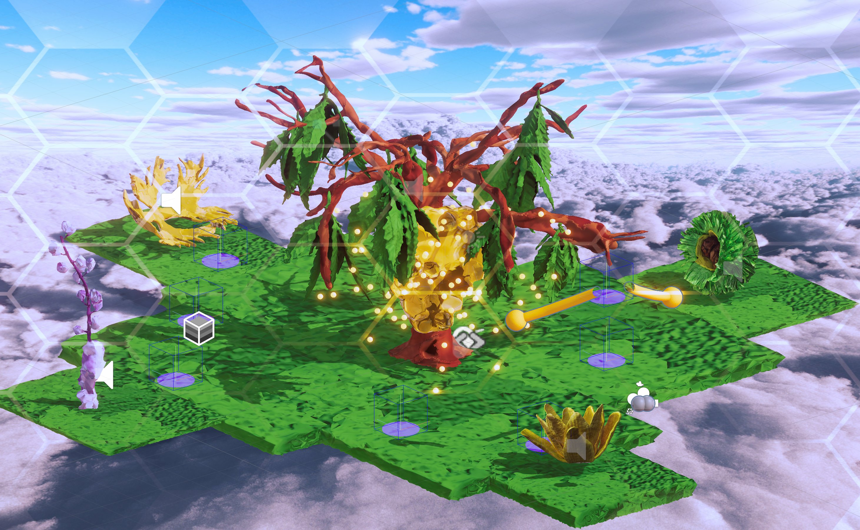 Panorama after full revival — the garden lush again, honey tree restored