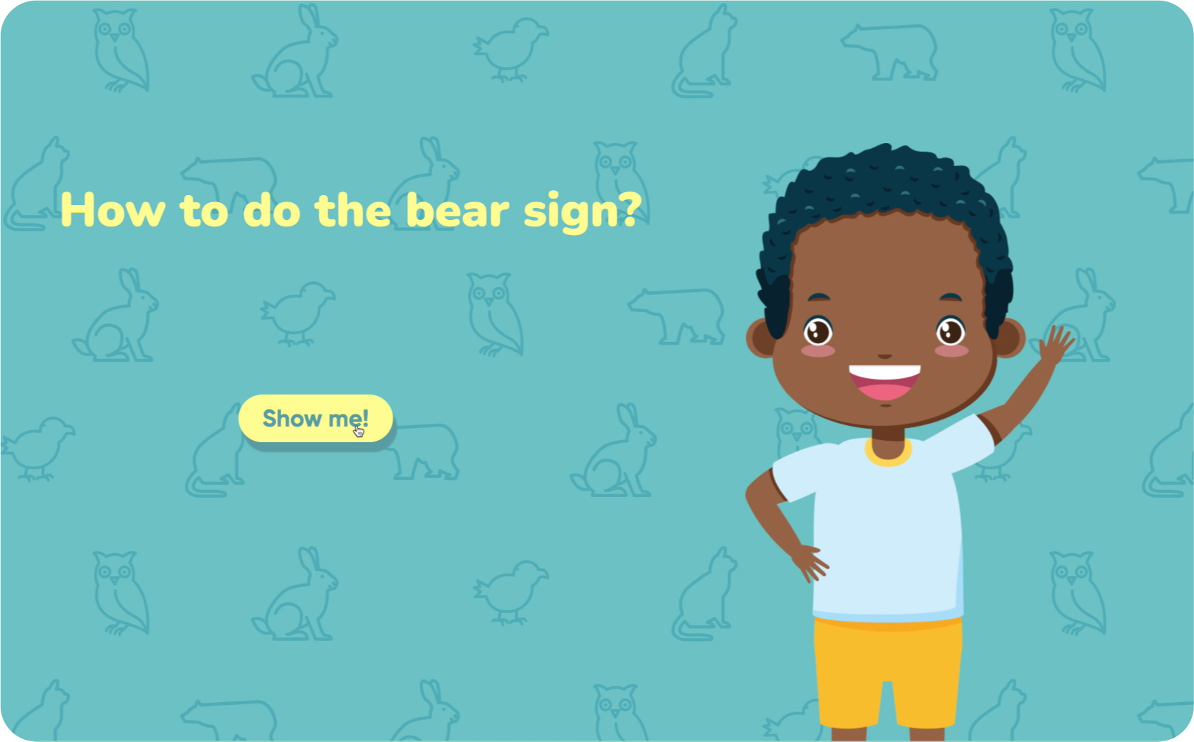 Practice screen with the user's webcam view next to the reference sign and a confidence meter
