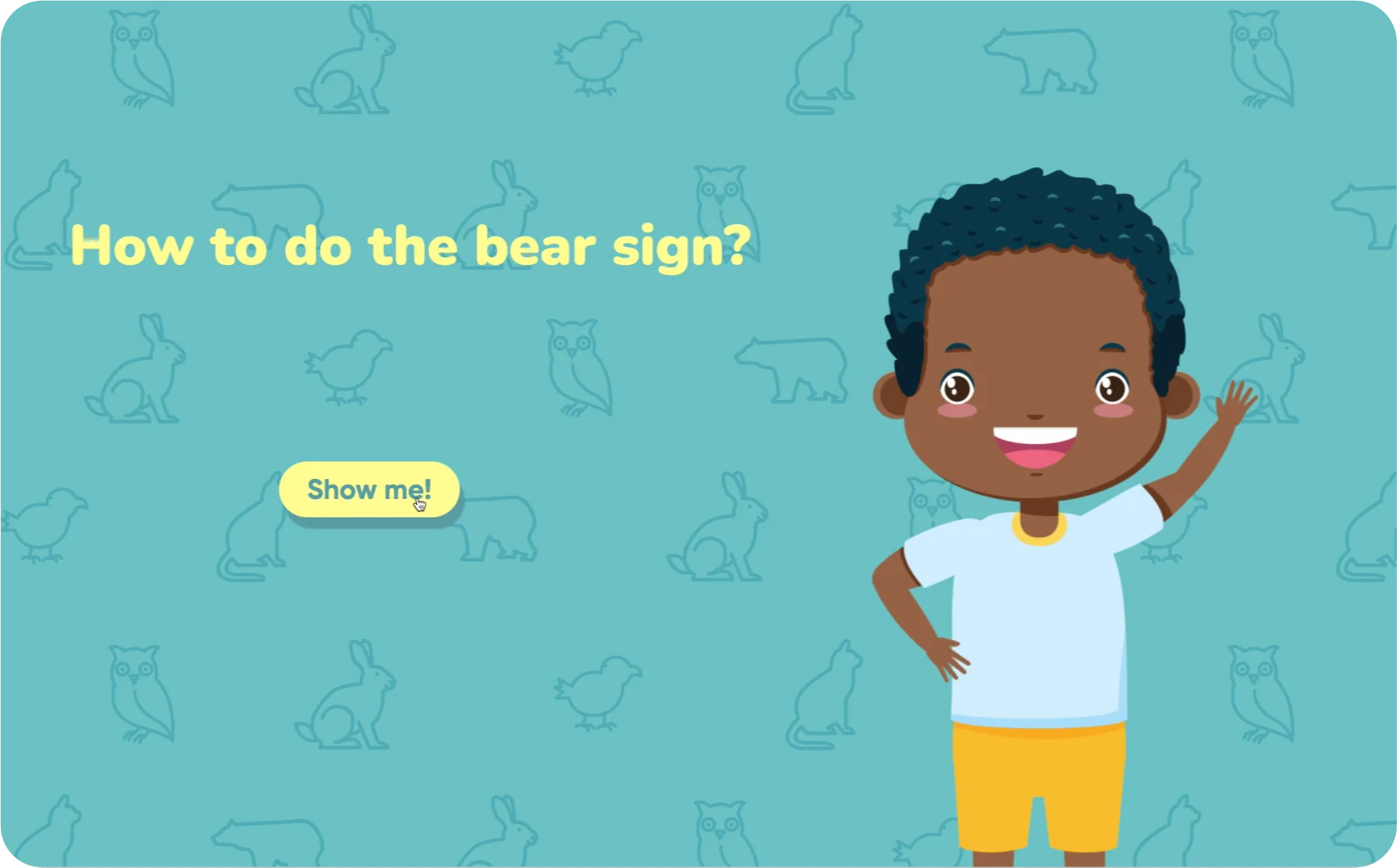 Practice screen with the user's webcam view next to the reference sign and a confidence meter